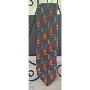 Boxelder Mens Henri Matisse Necktie Maroon Gold Blue 100% Silk Classic 58"